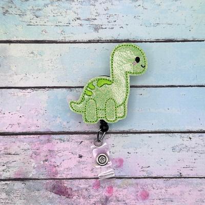 Brontosaurus Badge Reel - Dinosaur Id Paper Clip Planner Lanyard