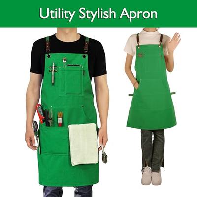  Stenffy Handmade Work Apron, Cotton Canvas, Multiple Pockets,  Adjustable Cross Back Weight Apron, BBQ Cafe Kitchen Painting Carpenter Artist  Apron, Aprons for Men Women, Sizes M to XXL, Black : Home