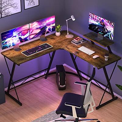 WOODYNLUX L Shaped Computer Desk - Home Office Desk with Shelf