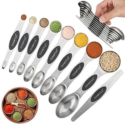 Magnetic Measuring Spoons Set, Dual Sided, Stainless Steel, Fits in Spice  Jars (8 Pieces-Multicolor)