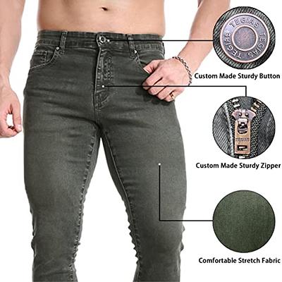 TEGIAS Slim Fit Jeans, Olive Green Jeans Pants for Men, Comfy Stretch  Skinny Fit Denim Jeans 32 - Yahoo Shopping