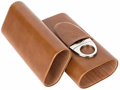 Mantello Black Leather Cigar Case with Interior Cedar Lining