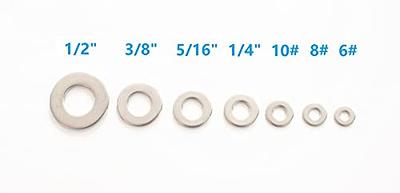 1/4 Stainless Flat Washer, 5/8 Outside Diameter, 18-8(304) Stainless  Steel Washers Flat (100 Pack)