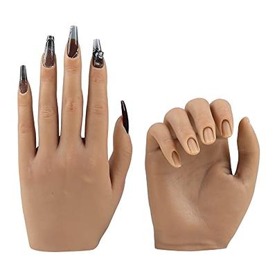 MOTLEYBEAN Realistic Silicone Female Hand Life Size Female Model Hand for  Showing Jewelry Nail Art Practice Halloween Costume Prosthetics with  Acrylic
