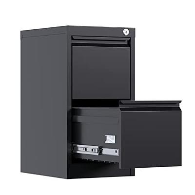 2 Drawer Black File Cabinet with Lock, Filing Cabinets for Home Office,  Metal Locking Office File Storage Cabinets with Drawers, Vertical Small  Filing Cabinet Organizer for Legal/A4 