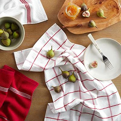 KitchenAid Stripe Gingham Dual Purpose Kitchen Towel 3-Pack Set, Passion  Red, 16 x 28