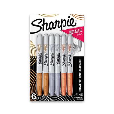 SHARPIE Metallic Permanent Markers, Chisel Tip, Assorted Colors, 6 Count