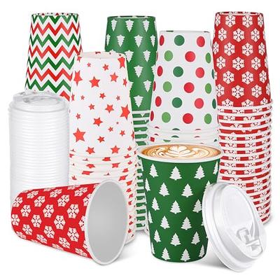 Gerrii 100 Set Christmas Paper Cups Disposable 12 oz with Lids Hot  Chocolate Cups Coffee Cups Holida…See more Gerrii 100 Set Christmas Paper  Cups
