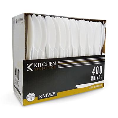 PAMI Heavy Weight Disposable Plastic Knives 200-Pack - Bulk King Size  Deluxe White Plastic Silverware For Parties, Weddings, Catering Food  Stands, Takeaway- Heavy-Duty Single-Use Partyware Knives