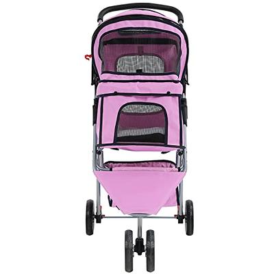 4 Wheels Doggie Cage, Cat Carts, Dog Carriage Pet Stroller, Jogger Foldable  Travel Carrier Durable, Puppy Trolley for Small-Medium Dogs, Cats