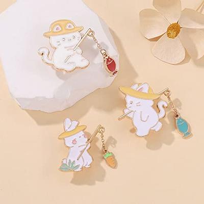 Cute Rabbit Brooch Cat Fishing Pins, Cartoon Animal Bunny Cat