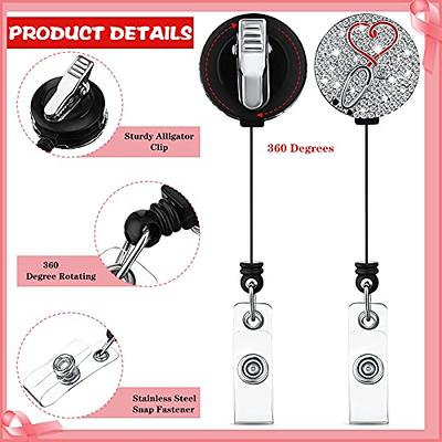 Badge Reel 360 Degree Rotating Decorative ABS Office Workers Glitter  Retractable Badge Holder for Daily Wear 