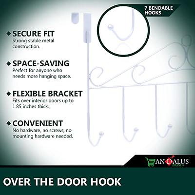 Andalus Vinyl-Coated Over The Door Hooks Pack of 1 – Heavy-Duty 7 Hooks for  Hanging