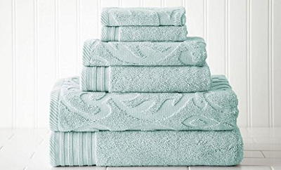 Mainstays 10 Piece Bath Towel Set with Upgraded Softness & Durability,  Office Blue 