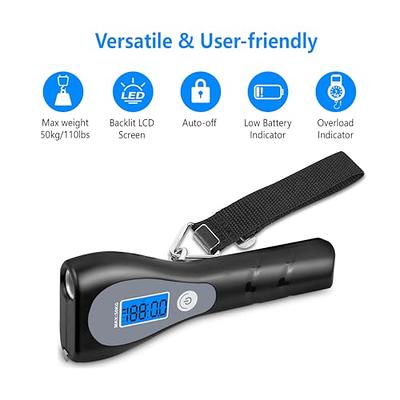 Hyindoor 50kg 110lb Luggage Scale with Tape Measure and Flashlight Portable Luggage  Scales for suitcases Digtal Luggage Weight Scale - Yahoo Shopping