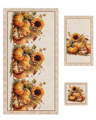 Thanksgiving Pumpkins Bathroom Towel Set,Microfiber Bath Kitchen