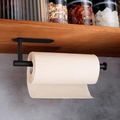 Under Cabinet Paper Towel Holder, One Hand Operation Wall Mounted Paper  Towel Holder with Damping Effect, Self-Adhesive or Drilled Paper Roll Holder  for Kitchen, Bathroom, RV (2 Towel Hooks Included) 