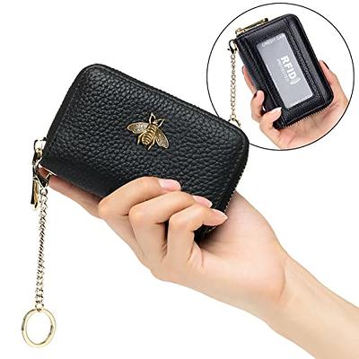 FurArt Credit Card Wallet, Zipper Card Cases Holder for Men Women, RFID  Blocking, KeyChain Wallet, Compact Size