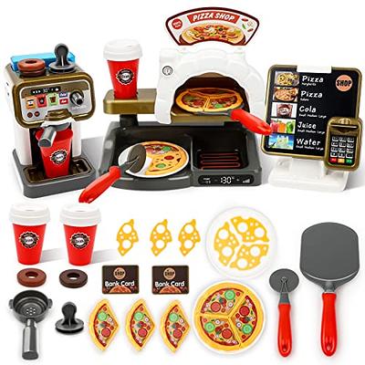  Pillowhale Wooden Toys Pizza Oven with Toppings &  Accessories,Wooden Pizza Counter Playset,Pretend Play Pizza Making Toy Set  for Kids Boys Girls 3+ : Toys & Games