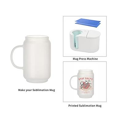 Blank Sublimation Glass Mugs with Handle, 16oz Large Beer Glasses