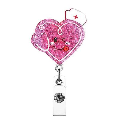 Music Note heart ID badge reel for nurse , heart badge reel holder