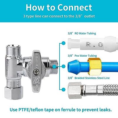 WBTEER Fridge Water Line Splitter - 3/8X3/8X3/8 Compression Valve Tee Refrigerator  Water Line Kit, Chrome Plated Lead-Free Brass Faucet Valves for RO Filter, Ice  Maker Outlet Box - Yahoo Shopping