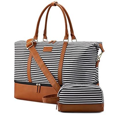 Weekender Bag for Women Canvas Overnight Bag Large Travel Duffle Bag With  Shoe Compartment