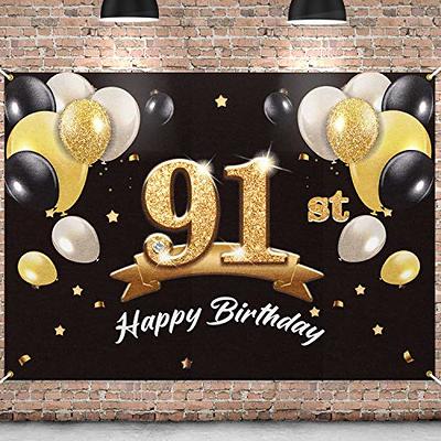 61st Birthday Gold & Black Balloon Party Decoration Supplies Banner  Background