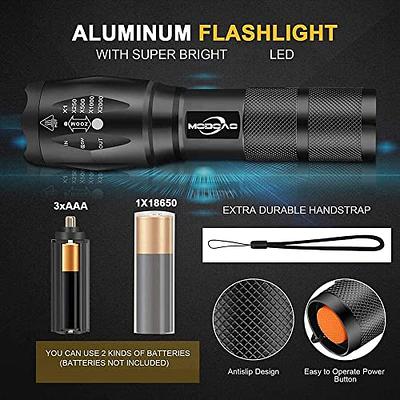 MODOAO 3pack Super Bright Flashlights High Lumens LED Flashlight With  Zoomable Beam - Mini Flashlights for Camping, Hiking, Dog Walking -  Powerful