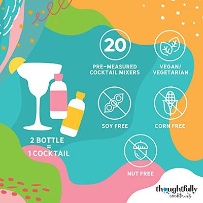 Thoughtfully Cocktails, Mix and Match Mini Sampler Cocktail Mixer Set,  Vegan and Vegetarian, Tropical and Classic, Set of 20 (Contains NO Alcohol)