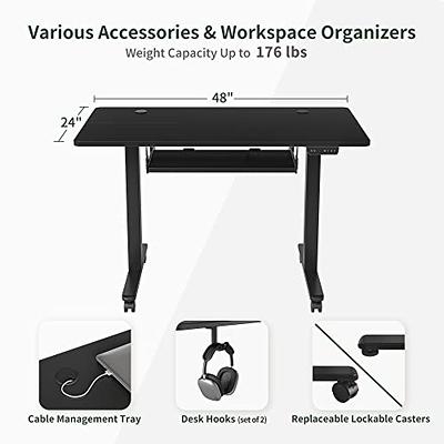 FEZIBO Height Adjustable Electric Standing Desk, 40 x 24 Inches Stand up  Table, Sit Stand Home Office Desk with Splice Board, Black Frame/Black Top