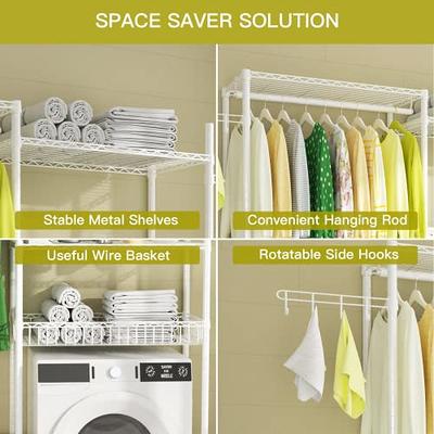 Laundry Clothes Storage Drying Rack Portable Folding Dryer Hanger Heavy Duty - Wite