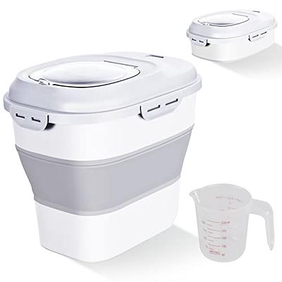 Large Airtight Rice Storage Container with Cup - White