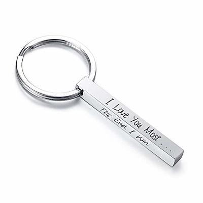 Personalised Bar Keyring Metal Keychain Fob Custom Engraved Text 3 Colours  