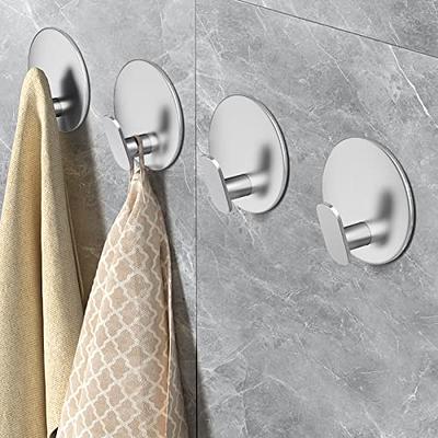 Towel Hooks for Bathroom, EAGMAK 4 Pack Adhesive Hooks, SUS304 Stainless  Steel Shower Hooks, Round Wall Hook Holder for Hanging Robe, Loofah, Coat,  Clothes, Hat, Key in Washroom Kitchen Hotel (Silver) 