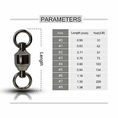  50 Pack Fishing Swivels, Ball Bearing Swivels Fishing  Tackles, Saltwater Swivels Copper Stainless Steel Solid Rings Black Nickel  Coating Barrel Swivels Heavy Duty Catfish Swivel Size 10