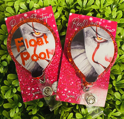 Float Pool It Clown Acrylic Badge Holder-Badge Reel-Retractable