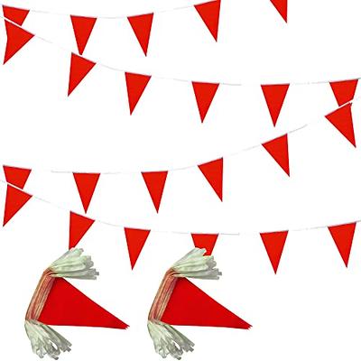 LyButty 100 Feet Red Pennant Banners Flags String Hanging Triangle