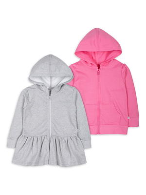 Little Star Organic Toddler Girl 2 Pk Long Sleeve Full Zip Hoodie