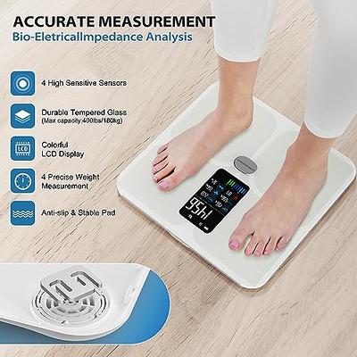  Body Fat Scale, ABLEGRID Digital Smart Bathroom Scale for Body  Weight, Large LCD Display Screen, 16 Body Composition Metrics BMI, Water  Weigh, Heart Rate, Baby Mode, 400lb, Rechargeable : Health 