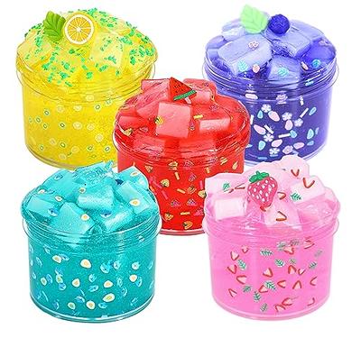 2 Packs Jelly Cube Crunchy Slime Kit,Non Sticky,Super Soft Sludge  Toy,Birthday Gifts for Kids,DIY Crystal Glue Boba Slime Party Favor for  Girls 