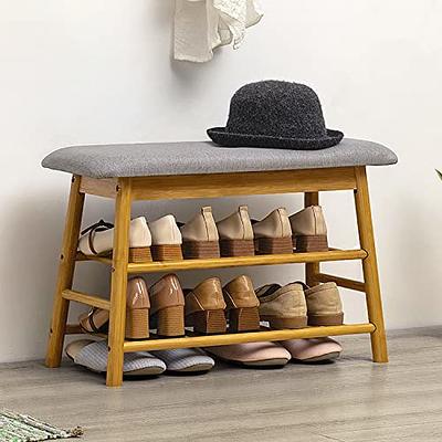 Wood Shoe Bench with Two-Tier Shoe Rack & Door Entryway Bench - Yahoo  Shopping