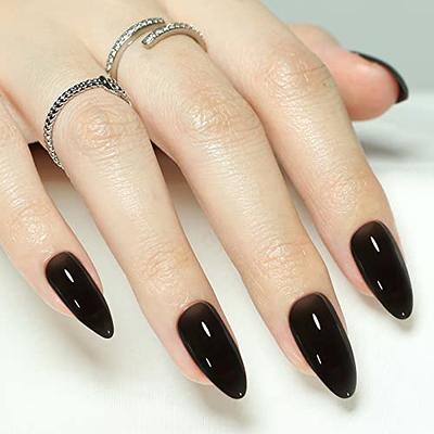 Press on Nails Short Square GLAMERMAID Handmade Sheer Ombre Jelly Black  Jelly