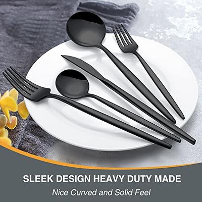 Matte Black Silverware Set for 8, 40 Pieces Heavy Duty Stainless Steel Flatware Set Utensils Cutlery Tableware Set Including Steak Knife Fork and