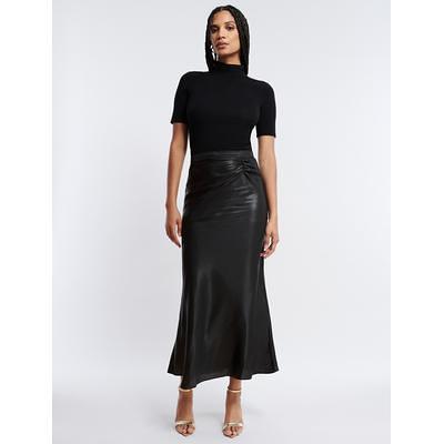 Women's Ruched Midi Skirt in Black Beauty / 40 IT (US 4