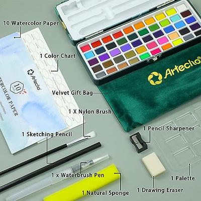 Artecho Watercolor Paint Set 50 Colors in Portable Box with Water Color  Pallet, Watercolor Papers and Brushes, Ideal for Adults, Kids, Artists and  Hobbyists - Yahoo Shopping