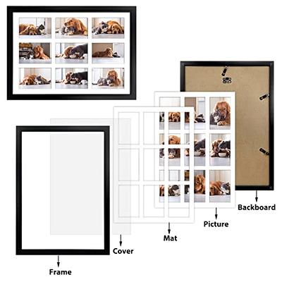 upsimples 11x14 Picture Frame Set of 5, Display Pictures 8x10 with Mat or  11x14 Without Mat, Wall Gallery Photo Frames, Black