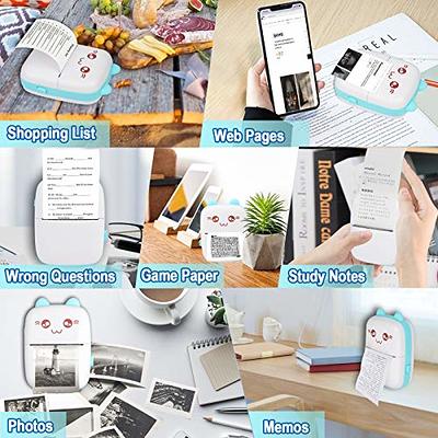 Portable Printer, Mini Pocket Wireless Bluetooth Thermal Printers with 6  Rolls Printing Paper for Android iOS Smartphone, BT Inkless Printing Gift  for Label Receipt Photo Notes Study Home Office, Blue - Yahoo Shopping