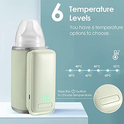 Easy@Home Portable Baby Warmer Bottle Milk: Warmer for Newborn Breastmilk and Formula with 6 Adapters 3 Minutes Fast Heating - Travel Bottle Warmer