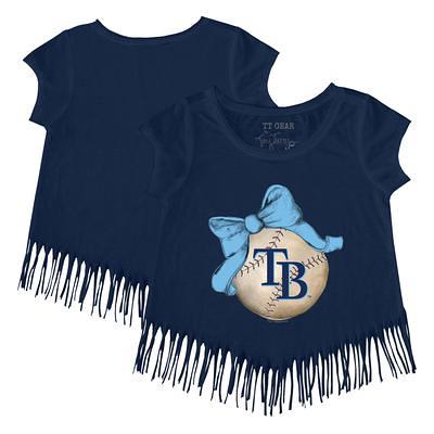 Infant Tiny Turnip White/Navy Tampa Bay Rays TT Rex Raglan 3/4 Sleeve T-Shirt